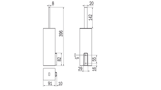 Portascopino da appoggio/parete cromo - serie Mito - Inda