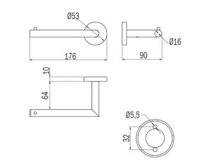 Portarotolo destro  serie Gealuna - Inda Finitura:: Acciao Inox Spazzolato