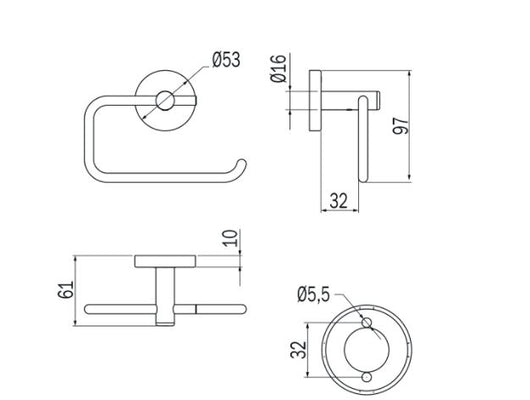 Portarotolo basculante serie Gealuna - Inda Finitura:: Acciao Inox Spazzolato