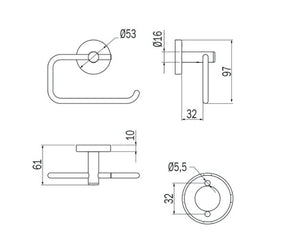 Portarotolo basculante serie Gealuna - Inda Finitura:: Acciao Inox Spazzolato