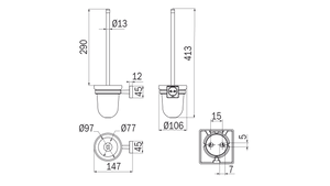 Portascopino da parete cromo - serie Forum Quadra - Inda