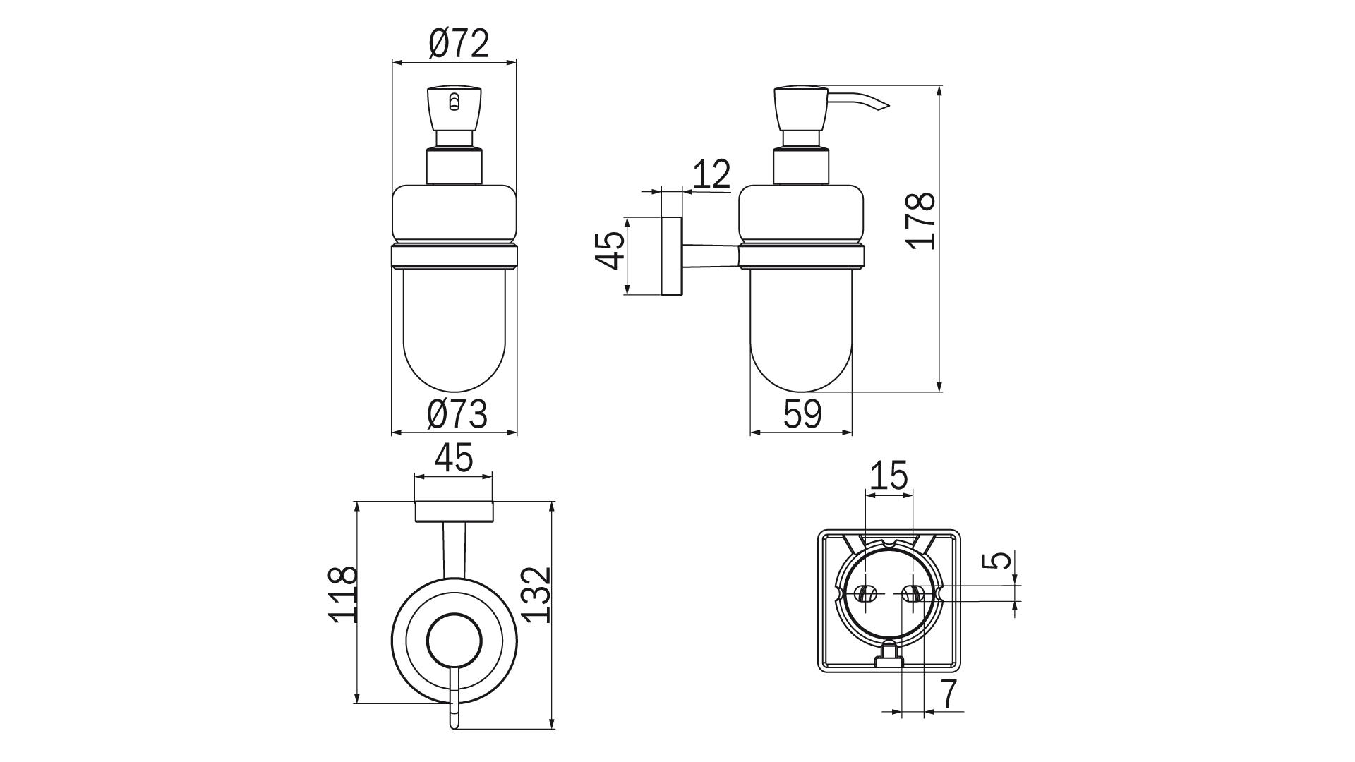 Spandisapone a parete cromo - serie Forum Quadra - Inda