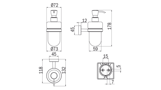 Spandisapone a parete cromo - serie Forum Quadra - Inda