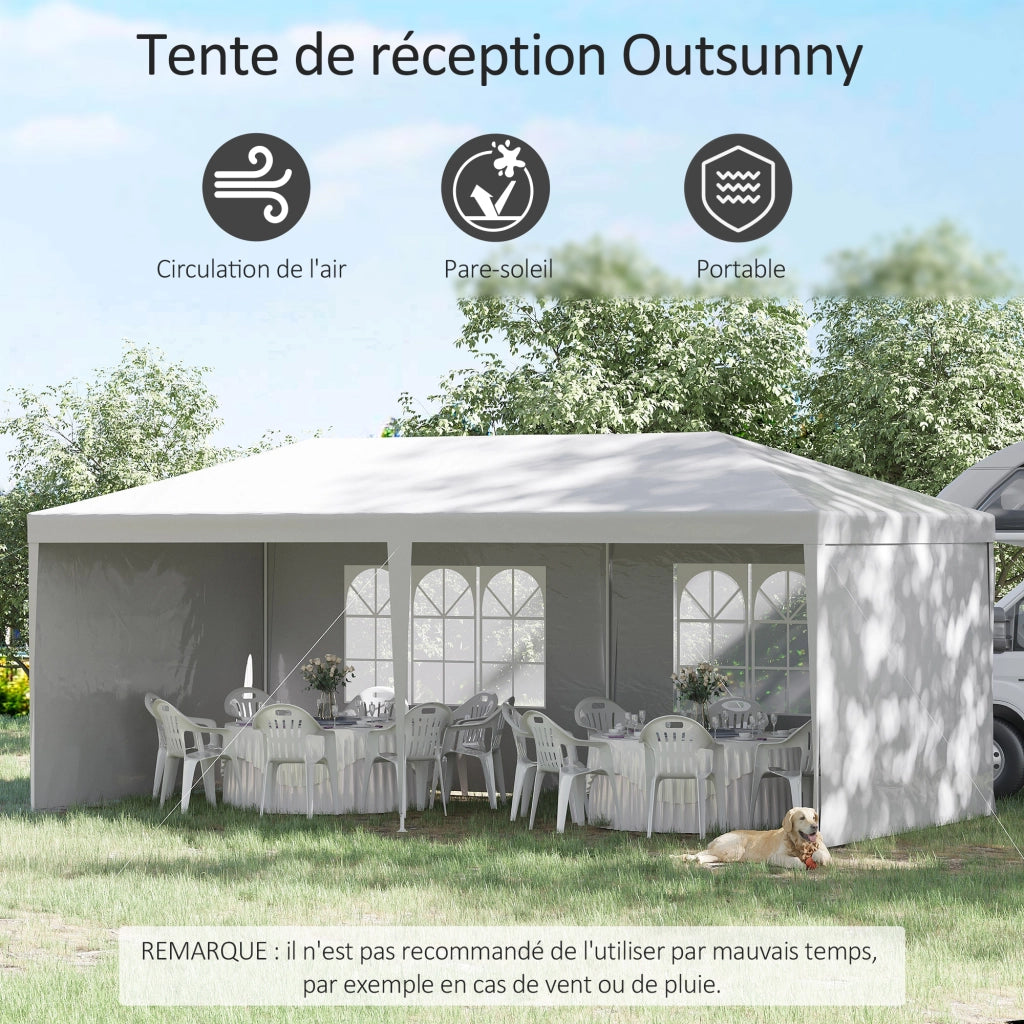 Tenda da giardino per feste e matrimoni ¨C zephmum ¨C 6x3m bianco con finestre