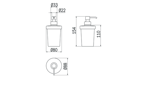 Spandisapone in vetro trasparente con erogatore - serie Gealuna - Inda Finitura:: Acciao Inox Spazzolato
