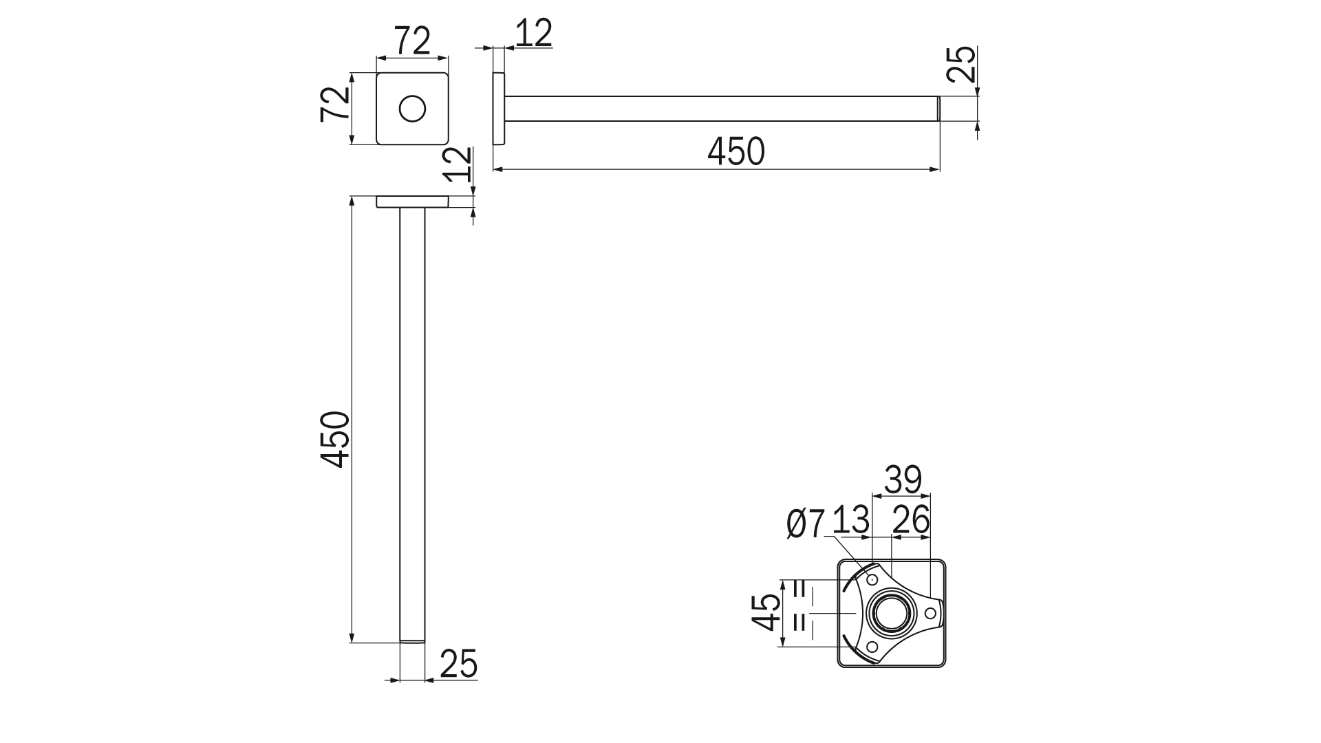 Portasalviette fisso a bandiera cromo - serie Forum Quadra - Inda