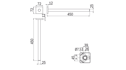 Portasalviette fisso a bandiera cromo - serie Forum Quadra - Inda