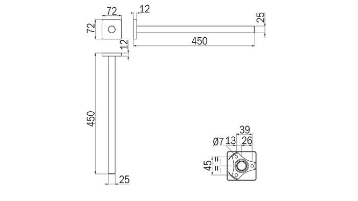Portasalviette fisso a bandiera cromo - serie Forum Quadra - Inda