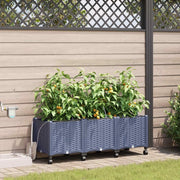 Vaso da Giardino con Irrigazione e Ruote 3 pz Grigio PP 3423083