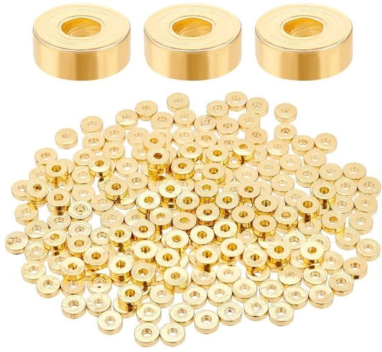 Accessori per gioielli - 200 pezzi - 3 mm - Placca vera 18K dorata rotonda - Ideale per bracciali e collane - Ambo in metallo.