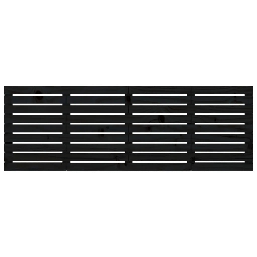 Testiera da Parete Nera 166x3x63 cm in Legno Massello di Pino