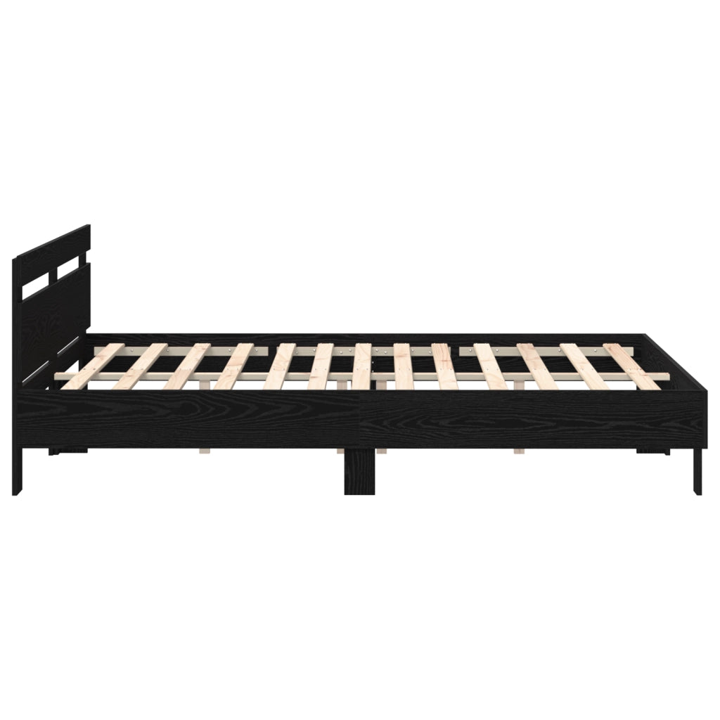 Telaio letto legno Rovere nero Legno massello 200 x 200 cm