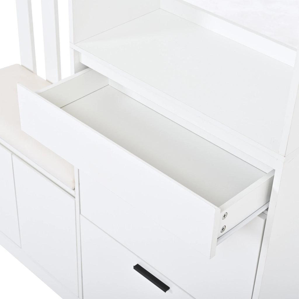 Mobile ingresso con 2 ante; 1 cassetto; 2 ribalte e 10 ganci - per ingresso - in MDF - bianco