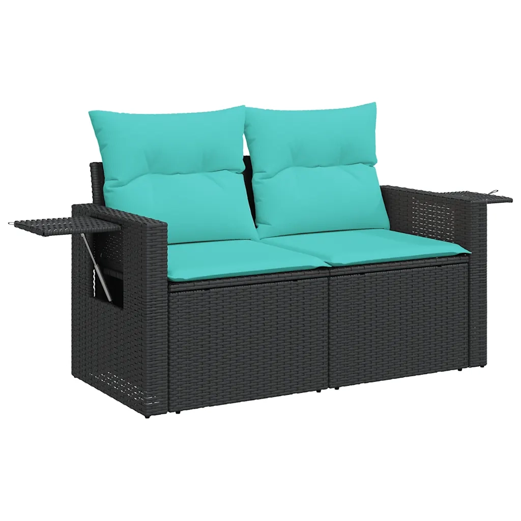 Salotto da Giardino-Set Divani da Giardino 5 pz con Cuscini Nero in Polyrattan 302117