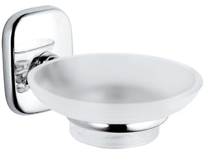 Portasapone da muro in vetro bianco sabbiato - serie suite