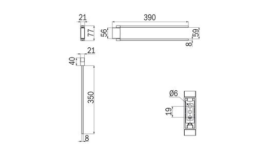 Portasalviette doppio a snodo - serie Divo - Inda Finitura:: Nero Opaco