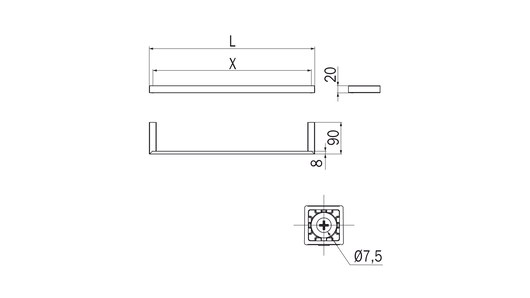 Portasalviette serie Divo - Inda Finitura:: Nero Opaco, Misure:: 60 cm