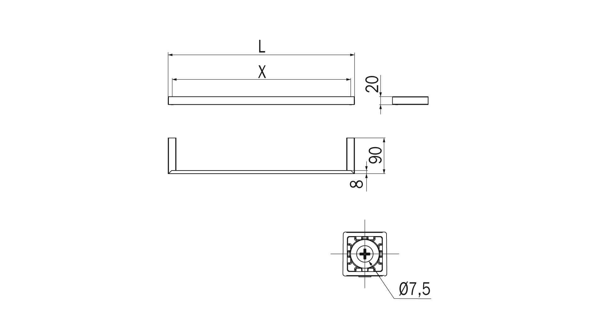 Portasalviette serie Divo - Inda Finitura:: Nero Opaco, Misure:: 45 cm
