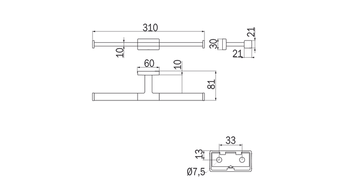 Portarotolo doppio Inda serie Lea Finitura:: Cromo Nero spazzolato