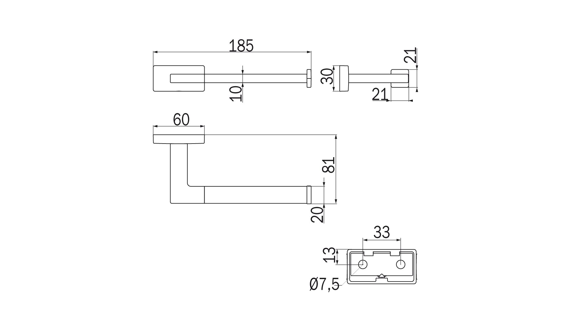 Portarotolo destro Inda serie Lea Finitura:: Bianco Opaco
