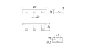 Appendino triplo serie Lea - Inda Finitura:: Nero Opaco