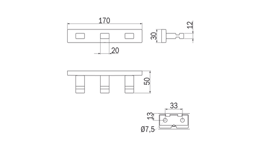 Appendino triplo serie Lea - Inda Finitura:: Nero Opaco