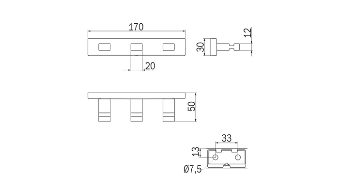 Appendino triplo serie Lea - Inda Finitura:: Nickel Spazzolato