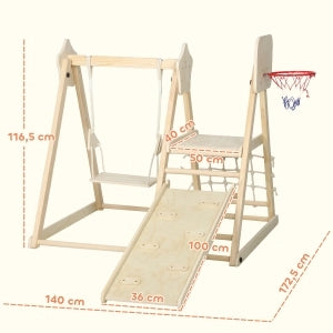 STRUTTURA DA ARRAMPICATA 5-in-1 pieghevole in legno Natural Wood
