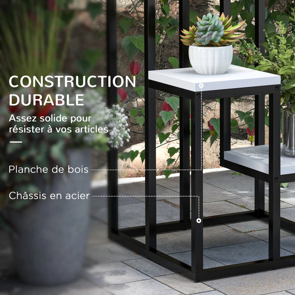 Scaffale per piante in metallo e legno 4 livelli ¨C zephmum ¨C Grigio 34x34x66 cm