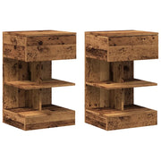 Set di 2 Comodini | Armadio da Notte | Mobiletto da notte in Legno Vecchio 40x35x65 cm in Legno Multistrato
