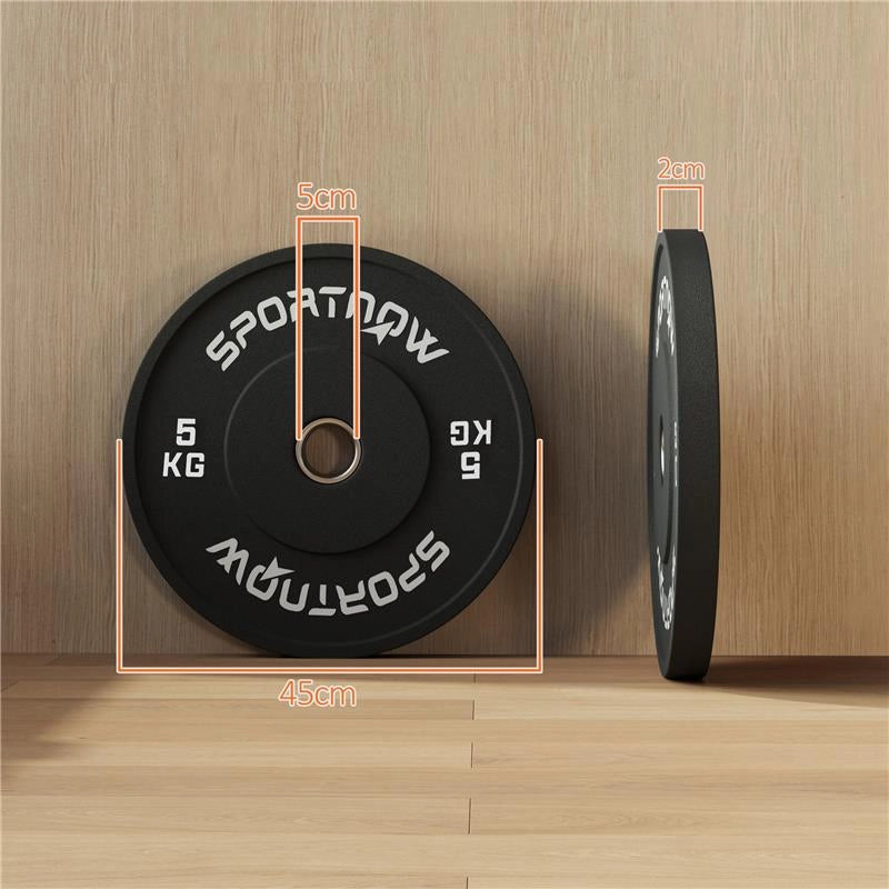 SET 2 DISCHI PESI DA 5KG IN GOMMA CON FORO DA 2"/5 CM PER MANUBRI E BILANCIERI NERO