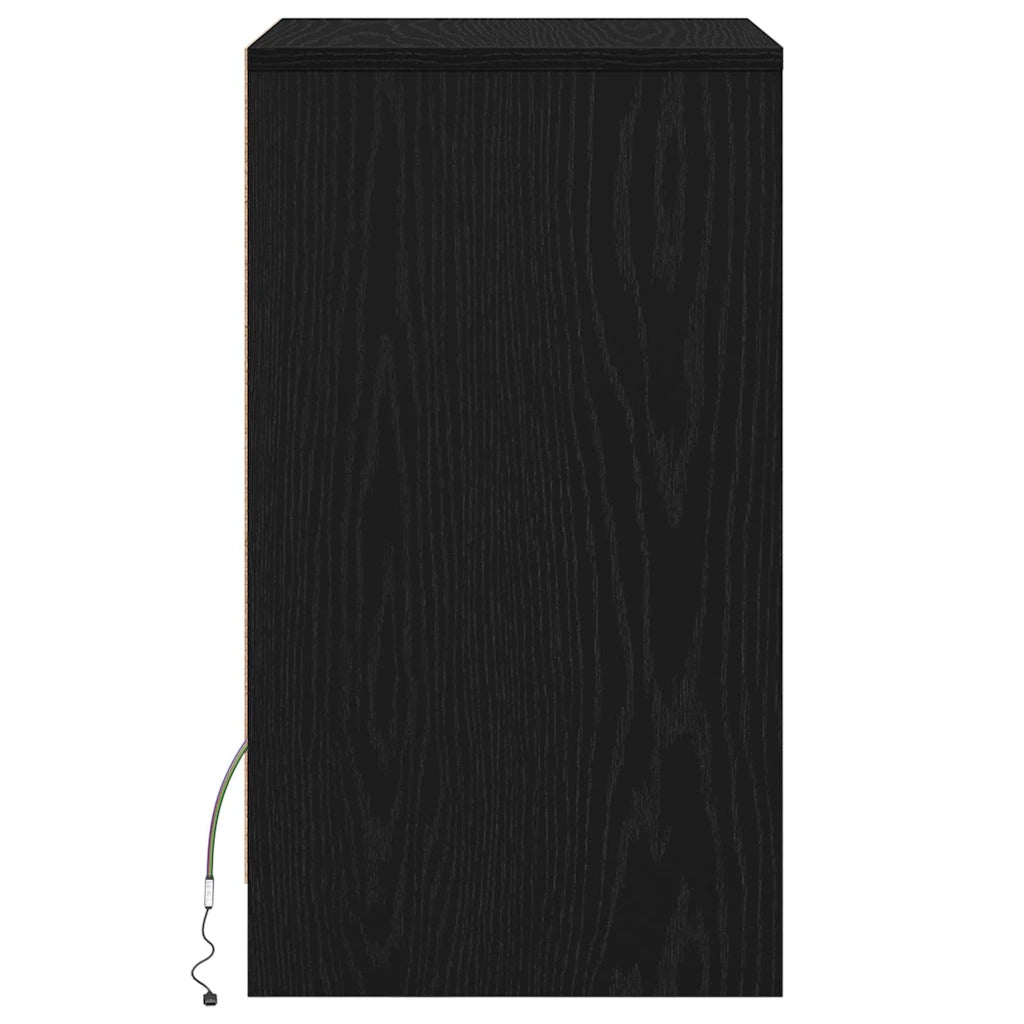 vidaXL Armadio da Letto LED con cassetto Rovere nero 38 x 34 x 61 cm