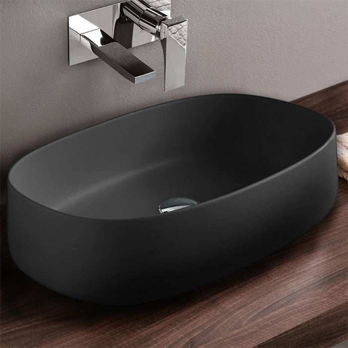 Lavabo appoggio ovale Cognac - Art Ceram Colore:: Marrone Matera, Larghezza: 55cm