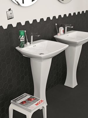 Lavabo sospeso con colonna Jazz - Art Ceram Colore:: Bianco