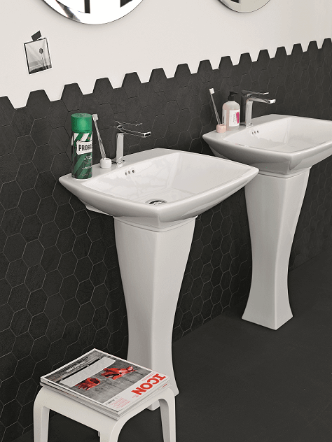 Lavabo sospeso con colonna Jazz - Art Ceram Colore:: Bianco