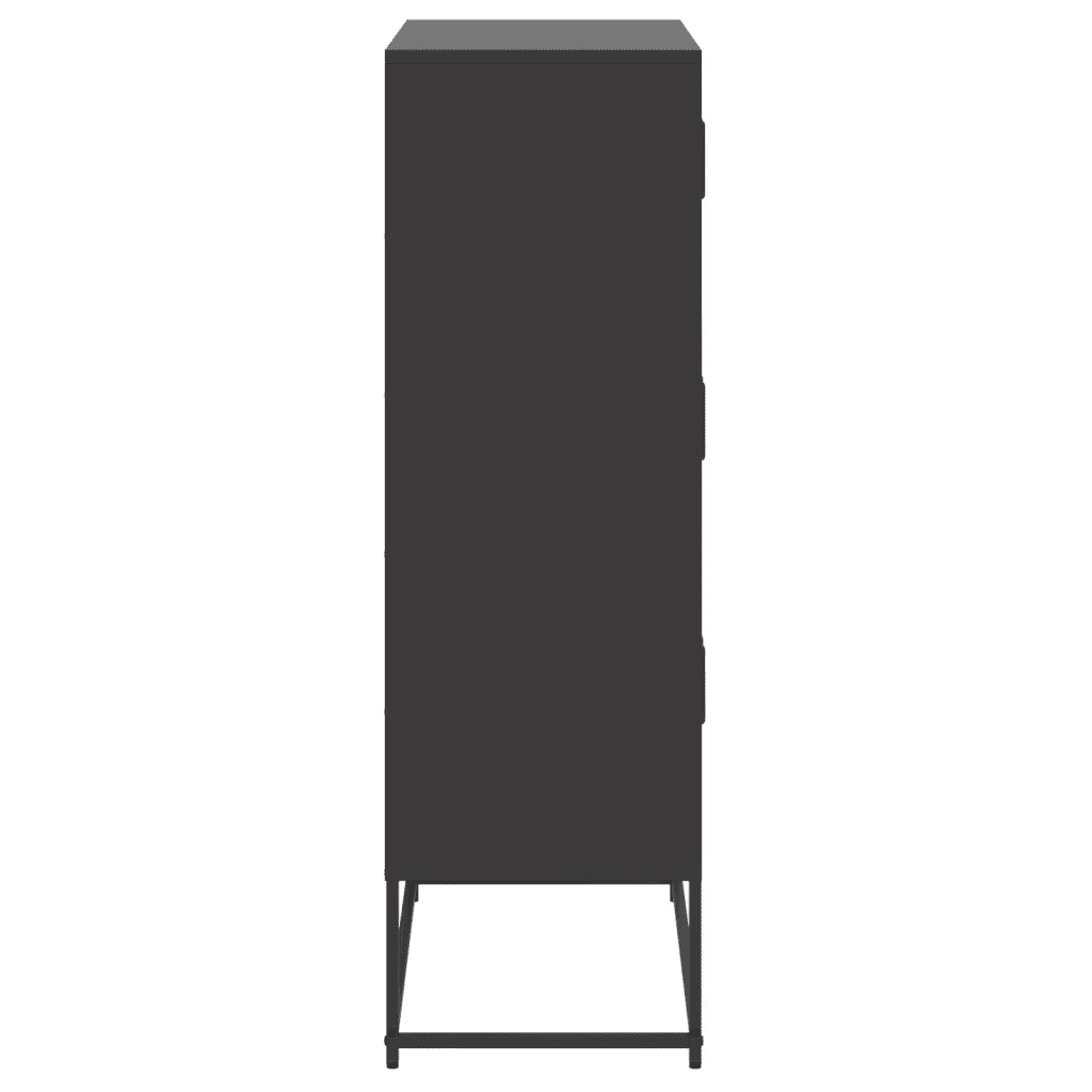Credenza-Buffet-Armadio da cucina Nera 68,5x38,5x123,5 cm in Acciaio 954934