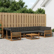 Set di divani da esterno con cuscino 8 pcs Naturale e Nero