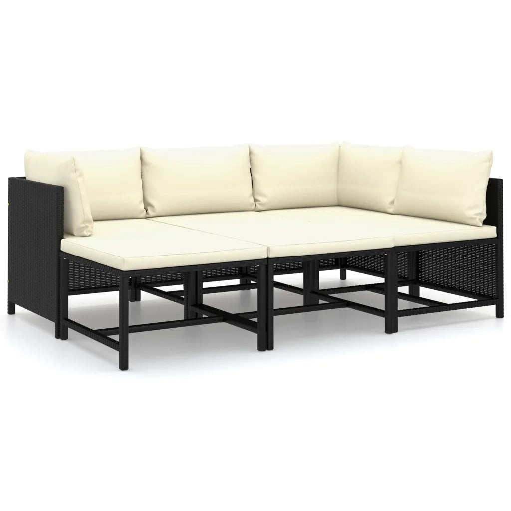 Set Divani da Giardino 6 pz con Cuscini in Polyrattan Nero cod mxl 36221