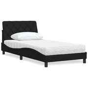 Letto con Materasso Nero 100x200 cm in Tessuto 3310722