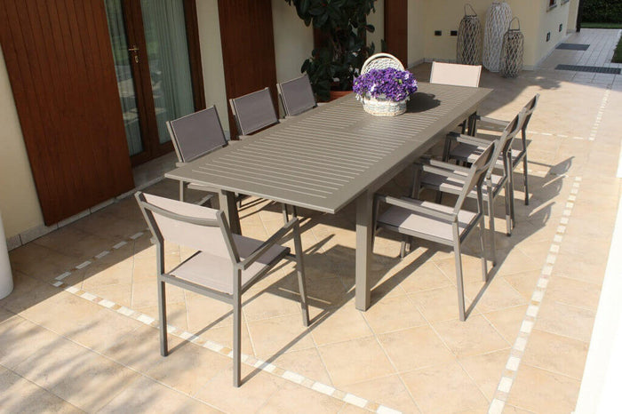 Tavolo Cuba Allungabile 150/210x90x75 h cm in Alluminio Taupe