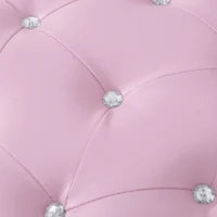 Set Poltrona per Bambini con Poggiapiedi e Bottoni Brillanti, Struttura in Legno con Imbottitura, Rivestimento PVC Rosa