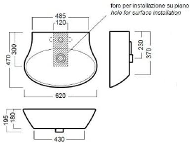Lavabo appoggio bianco 62 Nido - Hatria