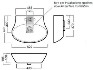 Lavabo appoggio bianco 62 Nido - Hatria