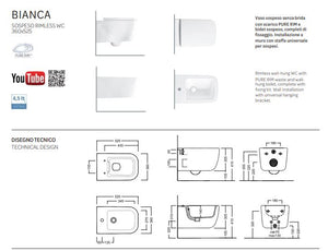 Vaso sospeso bianco rimless Bianca - Hatria