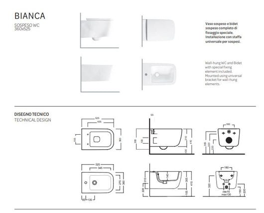 Bidet sospeso bianco - Bianca - Hatria