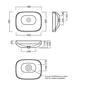 Lavabo appoggio 58 Abito bianco  - Hatria