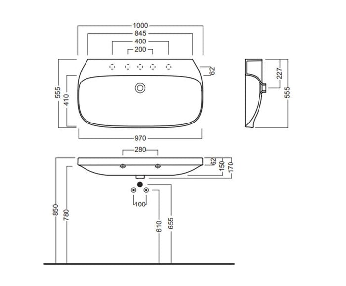 Lavabo bianco 100 monoforo Abito - Hatria