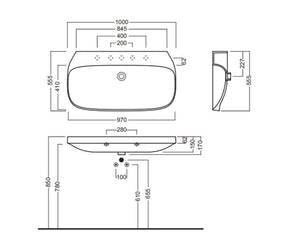Lavabo 100 Abito due fori bianco - Hatria