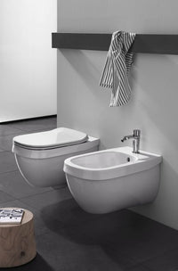 Vaso sospeso Abito - Hatria Colore:: Bianco, Colore Carena:: Nero Matt