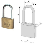 LUCCHETTO EV OTTONE ART.900L MM.50 ARCOLUNGO